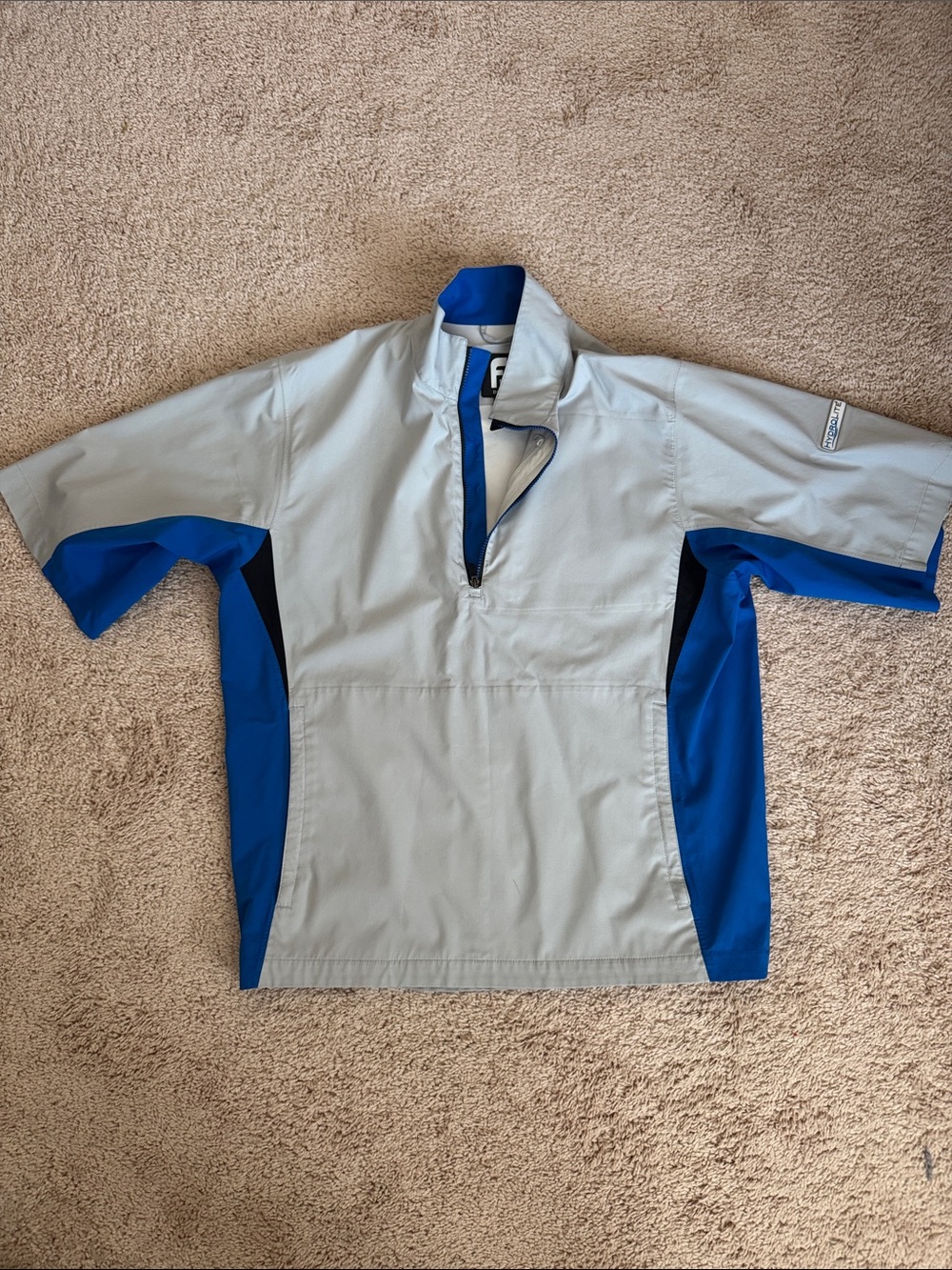 FootJoy Light Gray and Blue Short-Sleeve Rain Pullover